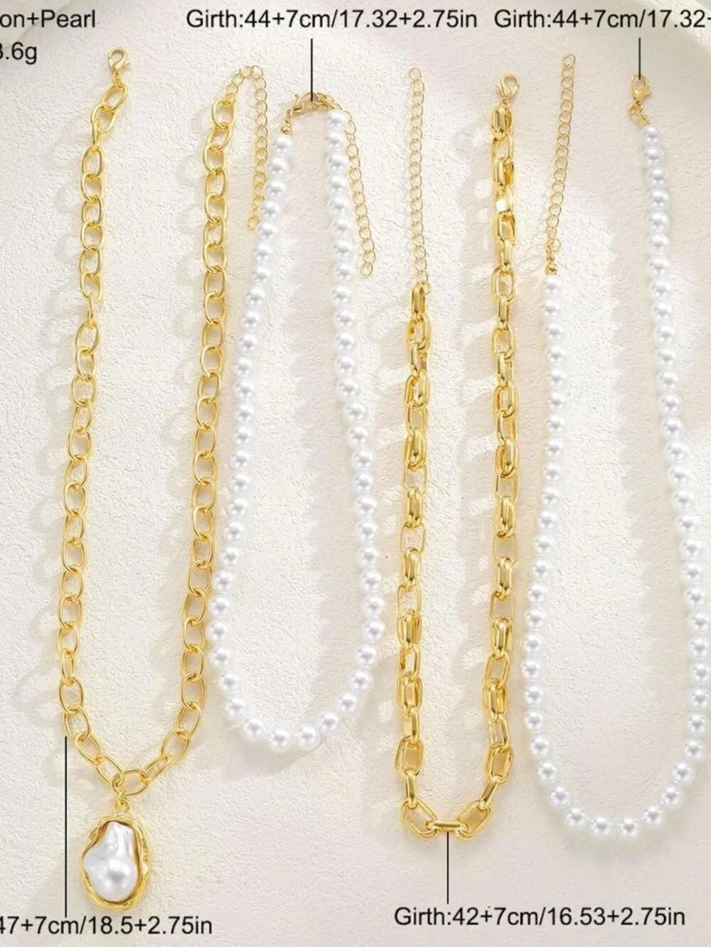 New Women's Gold Layered Chain Necklace Baroque Pearl Pendant Stack Choker